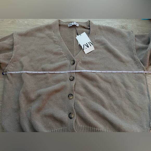 NWT Zara Slouchy Chunky Cardigan Sweater | Beige | Medium - Picture 8 of 8